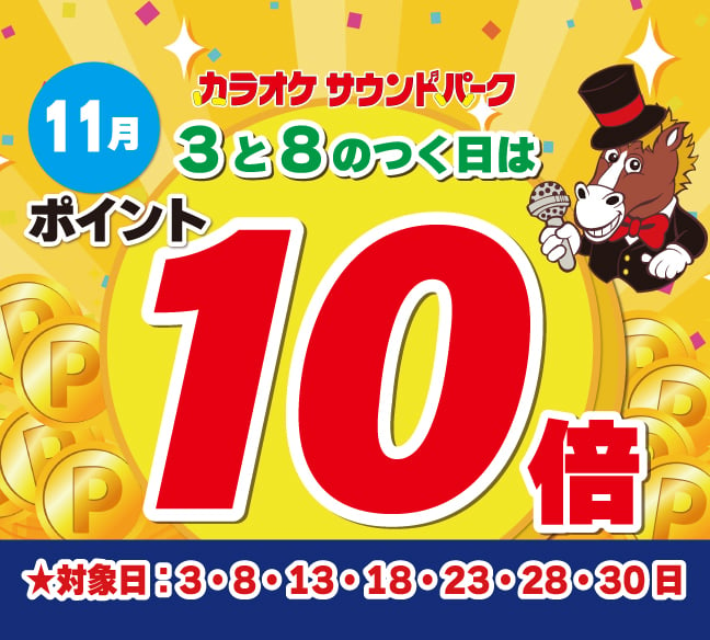 11月の3と8の付く日はポイント10倍！